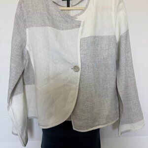 OSKA Jacket Women's white/gray linen long sleeve size 1 jacket